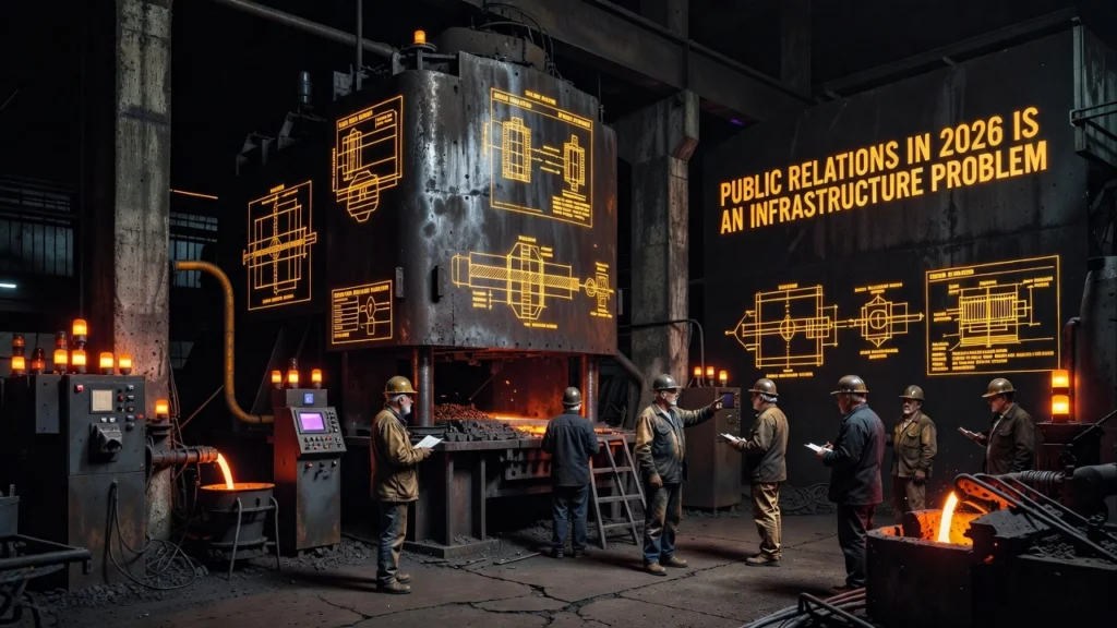 Professional header image for industry analysis: Public Relations in 2026 Is an Infrastructure Problem