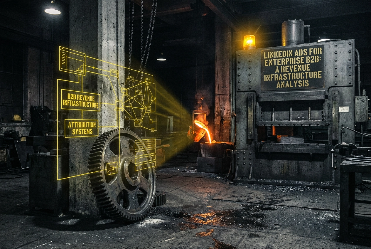 Professional header image for industry analysis: LinkedIn Ads for Enterprise B2B: A Revenue Infrastructure...