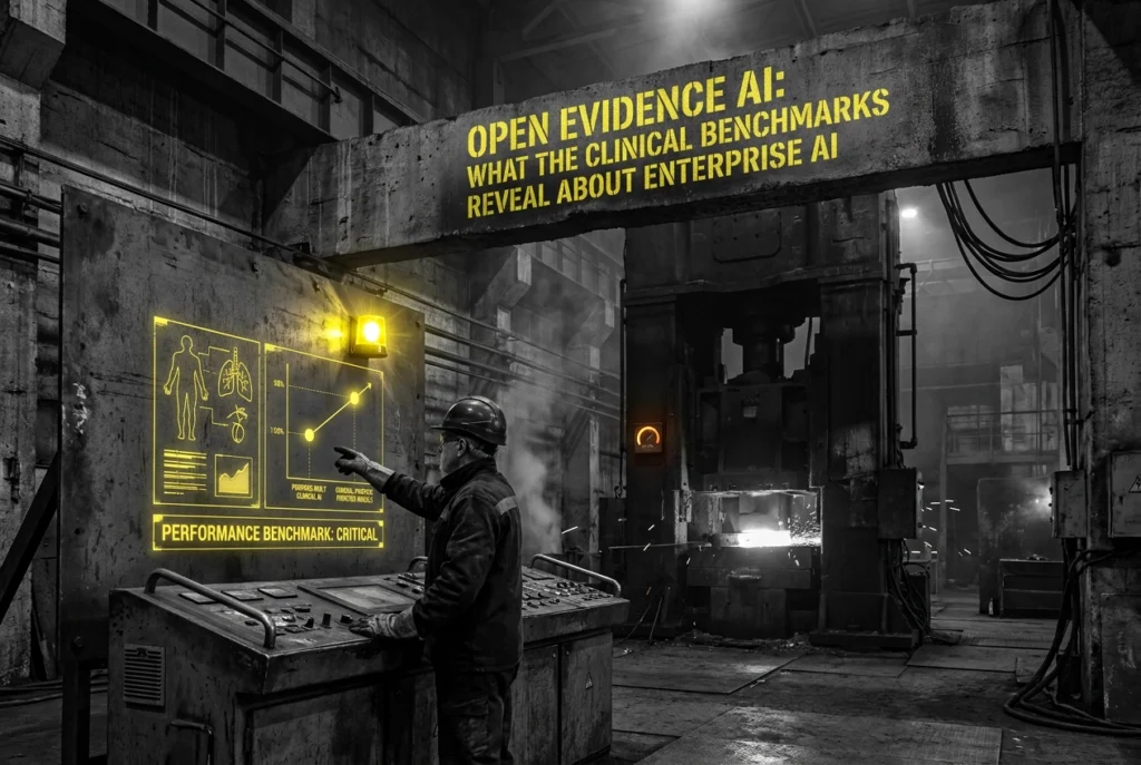 Professional header image for industry analysis: Open Evidence AI: What the Clinical Benchmarks Reveal Abo...