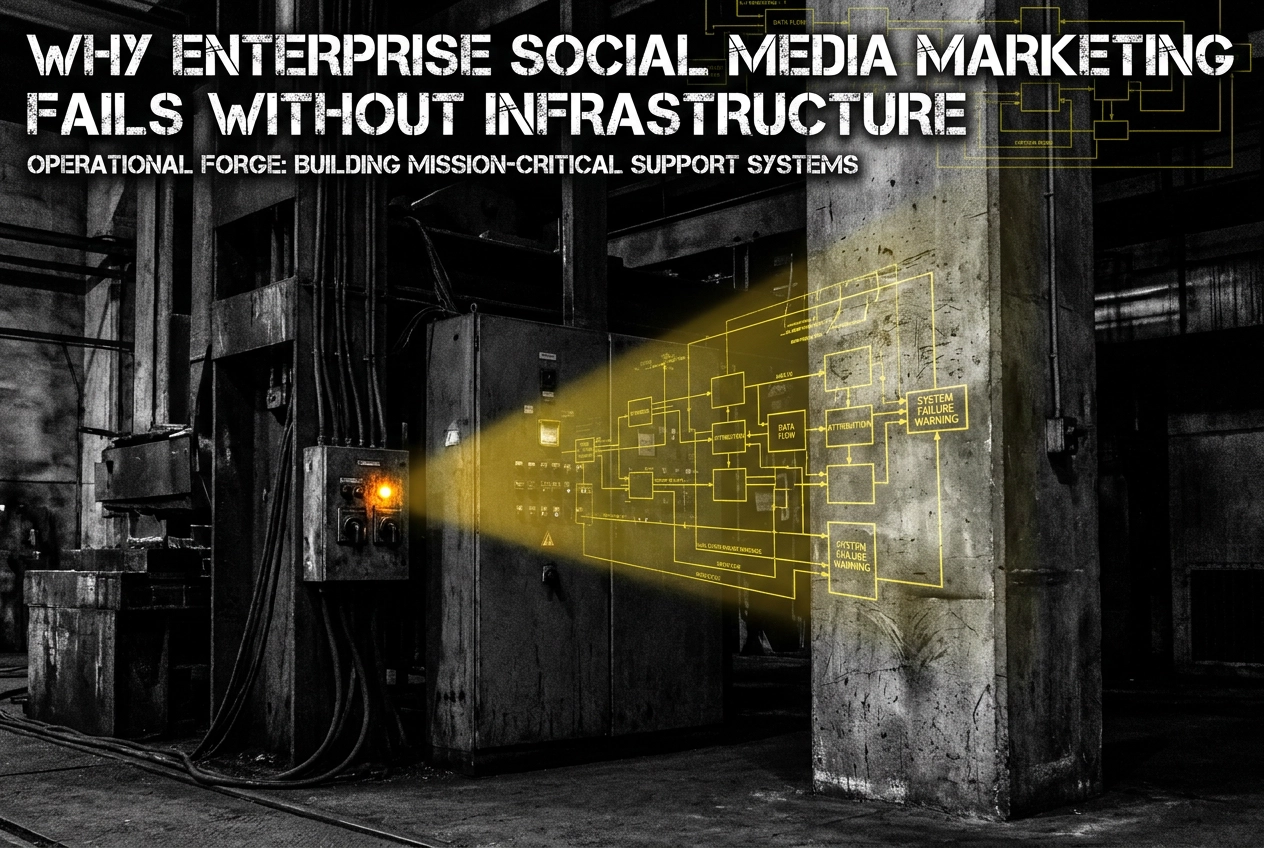 Professional header image for industry analysis: Why Enterprise Social Media Marketing Fails Without Infra...