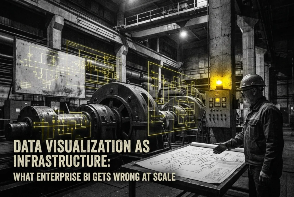 Professional header image for industry analysis: Data Visualization as Infrastructure: What Enterprise BI ...